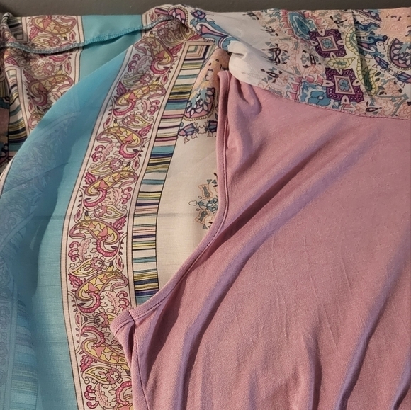 Roz & Ali Medallion Print Shawl Kimono Overlay Tank Top Size XL - Picture 11 of 11